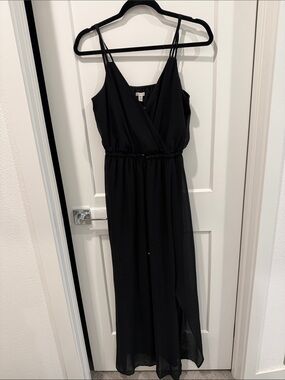 Guess Black Maxi Dress with Double Spaghetti Straps